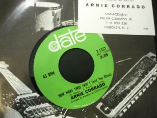 Arnie Corrado : How Many Times Will I Send You Kisses 45 Promo W/card Davy Jones