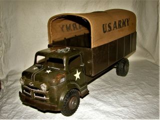 Vintage 1950’s Marx Lumar U.  S.  Army Troop Transport Carrier Truck Pressed Steel