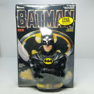 Vtg 1989 Batman Cereal Promotional Box By Ralston W/ Batman Coin Bank