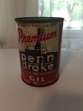 Vintage One Quart Penn Drake Oil Can Empty