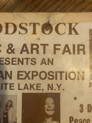 RARE 1969 WOODSTOCK poster.  11”x16” BZ Enterprises 4