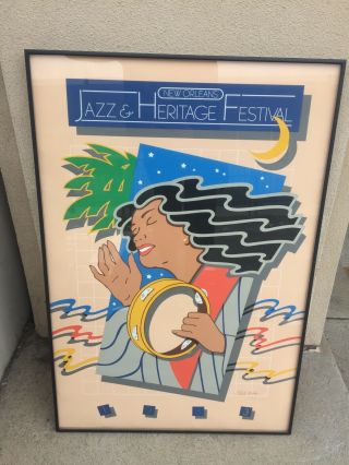 1983 Orleans Jazz Heritage Festival Numbered Fest Poster Hugh Ricks Framed