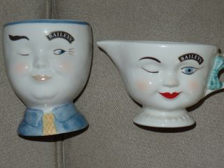 Baileys Yum Cups Winking Eye Face Tall Mr Mug Short Mrs Pitcher Limited Edition