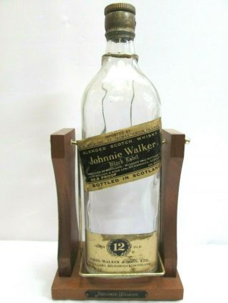 Johnnie Walker Black Label Scotch Whisky 1/2 Gallon With Walnut Pouring Cradle
