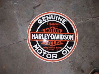 Porcelain Harley Davidson Motor Oil Enamel Sign Size 24 " Inches