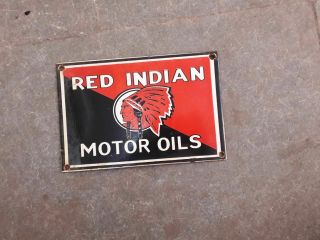 Porcelain Red Indian Motor Oils Size 9 " X 6 " Inches