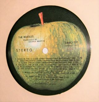 THE BEATLES WHITE ALBUM APPLE RECORDS SWBO - 101 SCRANTON PRESSING LP 3