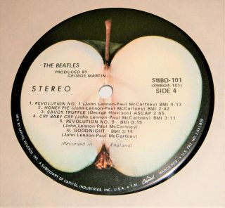 THE BEATLES WHITE ALBUM APPLE RECORDS SWBO - 101 SCRANTON PRESSING LP 6