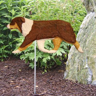 Australian Shepherd Outdoor Garden Dog Sign Hand Painted Figure Red Tri