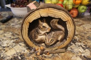 W.  A.  Lacey Squirrels In A Log Decanter,  Straight Bourbon 750ml
