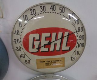 Vintage Gehl 12 Glass Thermometer Sign Dekalb Truck Tractor Texas Tx