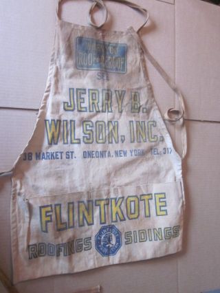 Vintage Jerry B.  Wilson Oneonta Ny Roofing Canvas Apron Flintkote Roofing Siding