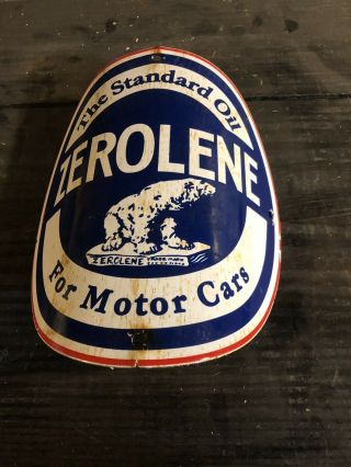 Standard Oil Company Porcelain Sign Vintage Flame Visible Gas Pump Zerolene