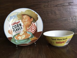 Vintage 2005 Kelloggs Corn Flakes Plate Bowl Send Them Back Happy