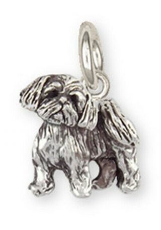Lhasa Apso Charm Handmade Sterling Silver Dog Jewelry Lsz25s - C