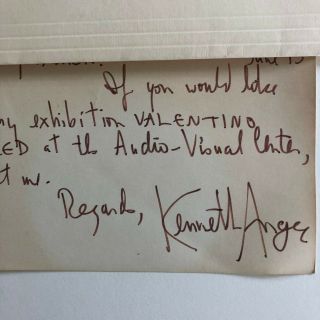 Legendary Avant - Garde Filmmaker & Author Kenneth Anger Autograph Signature