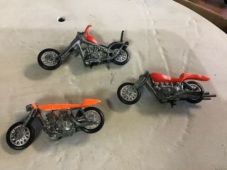 3 Rumblers Mattel Hot Wheels Motorcycles Vintage Redline Era