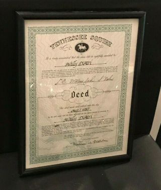 Framed Jack Daniels Distillery 1987 Tennessee Squire Deed
