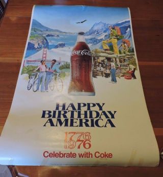1976 Coca Cola Happy Birthday America Poster 1776 - 1976