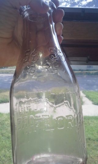Vintage RARE Pink glass FLORIDA 1 Quart Milk Bottle with Florida Map,  5 cents 2