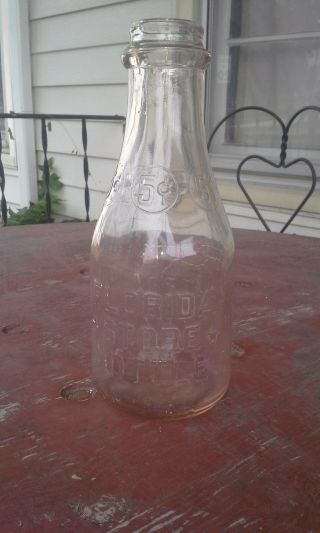 Vintage RARE Pink glass FLORIDA 1 Quart Milk Bottle with Florida Map,  5 cents 8