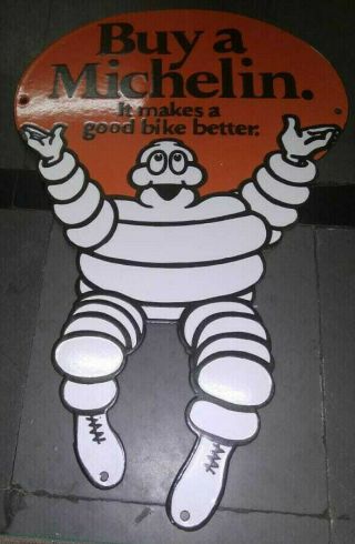 Michelin Bike Tires Porcelain Enamel Sign 24x15 Inches Single Sided