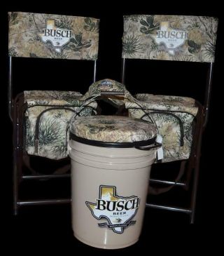 Busch Beer Texas Gameguard Camouflage Hunting - 2 Field Chairs,  Shirt,  Hat,