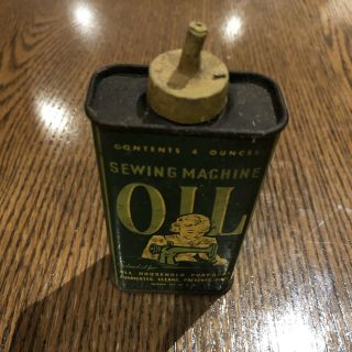 Rare Vintage Sewing Machine Oil Can “Graphics Of Lady” 2