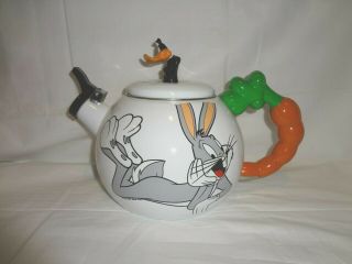 Enamel Bugs Bunny Daffy Duck Looney Tunes Carrot Handle Whistling Tea Kettle