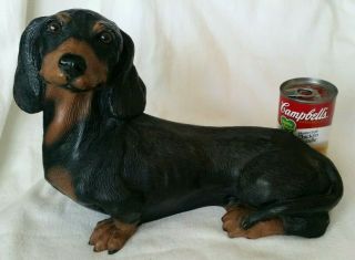 Dachshund Doxie Dog Black & Tan Statue Life Size 14 "