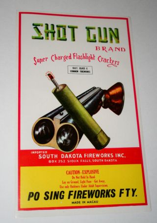 2 Vintage Shot Gun Brand Firecracker Charged Flashlight Crakers 1960s Nos