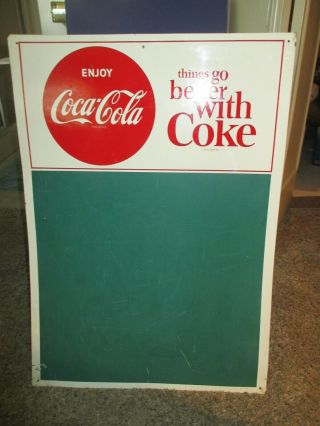 Things Go Better With Coke Coca - Cola Button Sign Vtg Chalkboard Menu Display