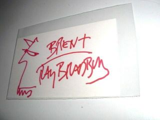 Ray Bradbury Author Signed Autographed 3 X 5 Index Card W/ Sketch