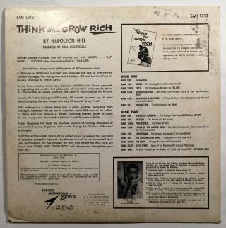 Think and Grow Rich LP VG,  SMI - 1313 1960 Napoleon Hill / Earl Nightingale Rare 4