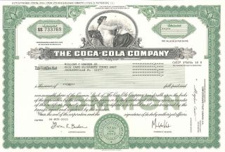 The Coca - Cola Company Collectible Coke Stock Certificate