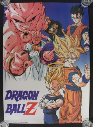 1996 1000 Editions Dragon Ball Z Goku,  Vegeta,  Buu,  Satan Poster Spanish Vintage