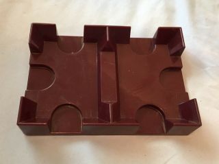 Vintage Maroon Two Deck Playing Card Holder Tray