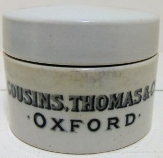 Cousins,  Thomas & Co Chemists Pot & Lid from Oxford c1890 ' s 3
