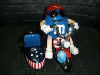 M & M Candy Dispenser Freedom Rider Motorcycle Side Car Blue Mars Inc