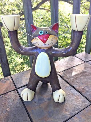 Rare Alley Cat Kitten Candelabra Tealight Candle Holder Fit Yankee Figurine ❤️j8