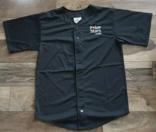 Pokerstars.  Com Adult Large,  Button Up 100 Polyester Black Shirt