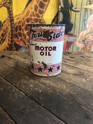 Vintage Four Star Motor Oil Quart Can Gas & Oil Garage Gas Station Sign Motor