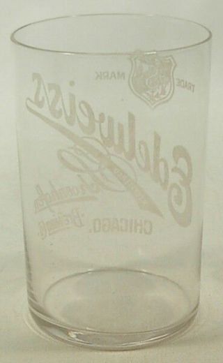 EDELWEISS SCHOENHOFEN BREWING CO CHICAGO PRE - PROHIBITION ETCHED BEER GLASS 2