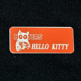 " Hello Kitty " - Hooters Girl Uniform Orange Name Tag Badge Pin Button