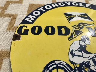VINTAGE GOODYEAR MOTORCYCLE TIRES PORCELAIN SIGN GAS OIL PUMP PLATE MICHELIN 2