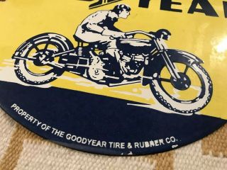 VINTAGE GOODYEAR MOTORCYCLE TIRES PORCELAIN SIGN GAS OIL PUMP PLATE MICHELIN 4