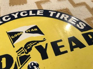 VINTAGE GOODYEAR MOTORCYCLE TIRES PORCELAIN SIGN GAS OIL PUMP PLATE MICHELIN 6
