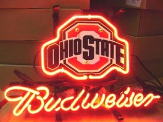 Neon Sign Budweiser Bud Light Ohio State Buckeyes Football Beer Jersey Cap Light