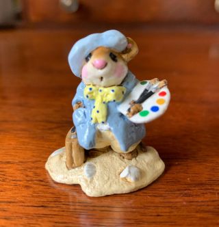 Wee Forest Folk M - 0781 Retired Arty Mouse,  Blue Hat And Coat