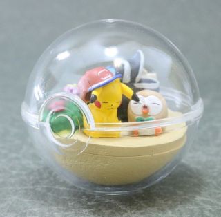 Pokemon Terrarium Rowlet Pikachu Figure Authentic 2.  5 " Re - Ment Japan E1230